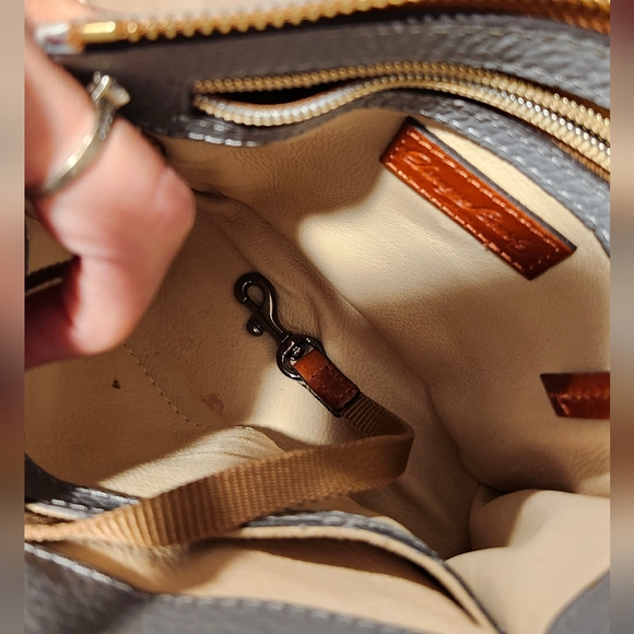 Dooney & Bourke Gray and Brown Crossbody Bag with Pebbled Texture - Picture 8 of 8